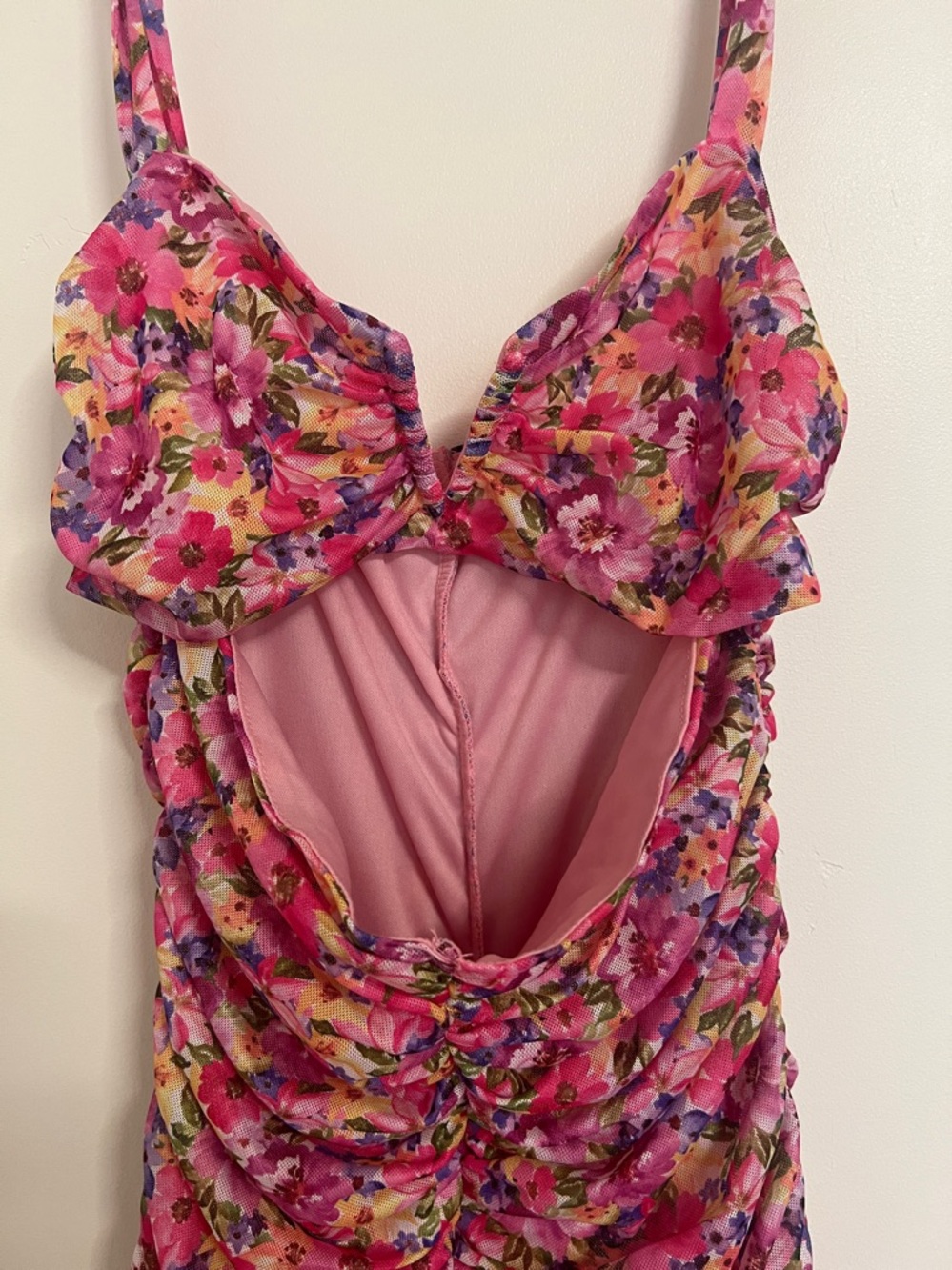SHEIN Pink Multi Floral Ruched Maxi Dress - Picture 6 of 9